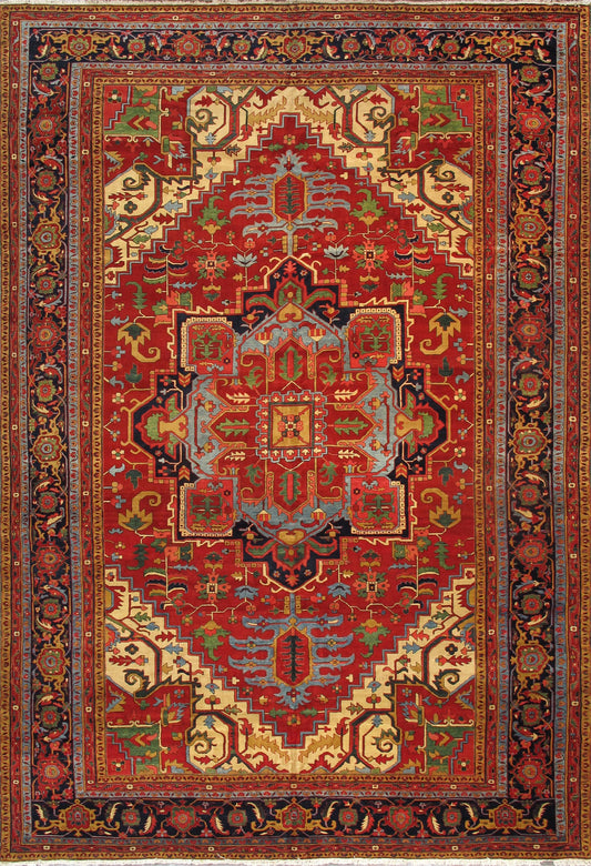 Heriz Collection Hand-Knotted Lamb's Wool Area Rug-12' 5" X 18' 4", Red