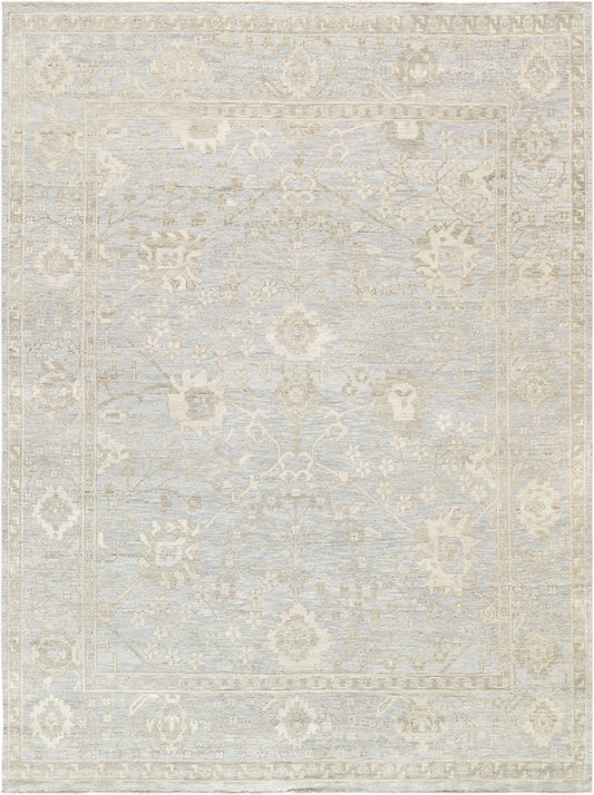 Pasargad Home Oushak Collection Hand-Knotted Wool Area Rug,  8'11" X 12' 2", L. Blue