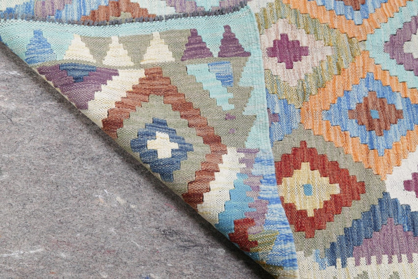 Flat-Weave Kilim Turkish Runner Rug Wool 3x9