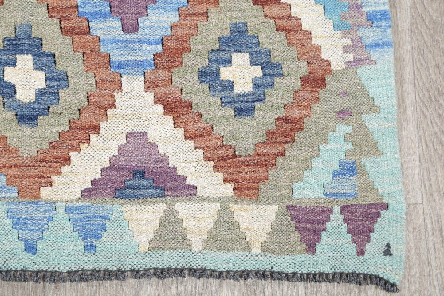 Flat-Weave Kilim Turkish Runner Rug Wool 3x9