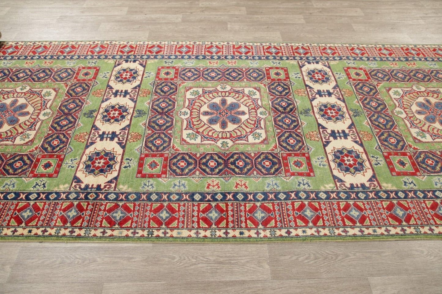 Geometric Kazak Pakistan Wool Rug 5x19 Runner