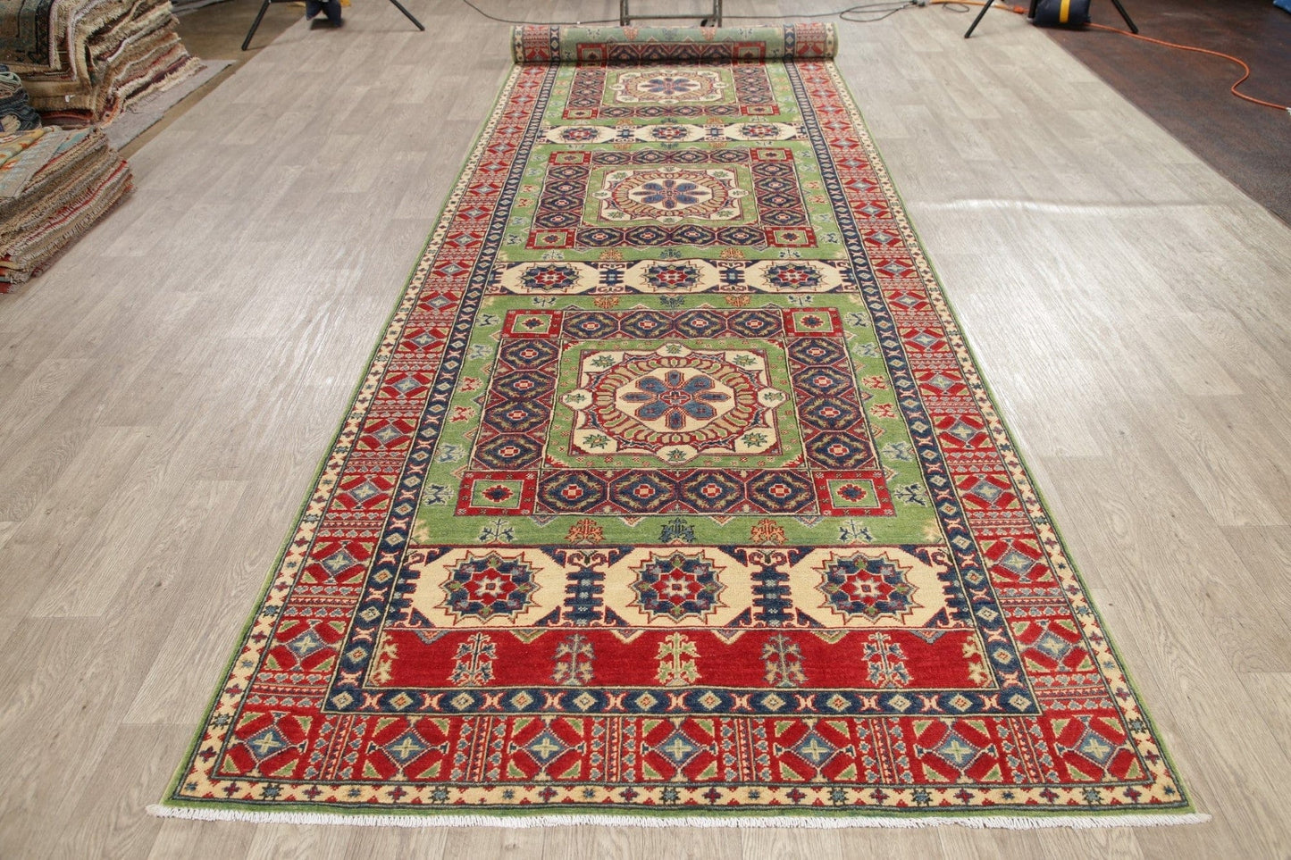 Geometric Kazak Pakistan Wool Rug 5x19 Runner