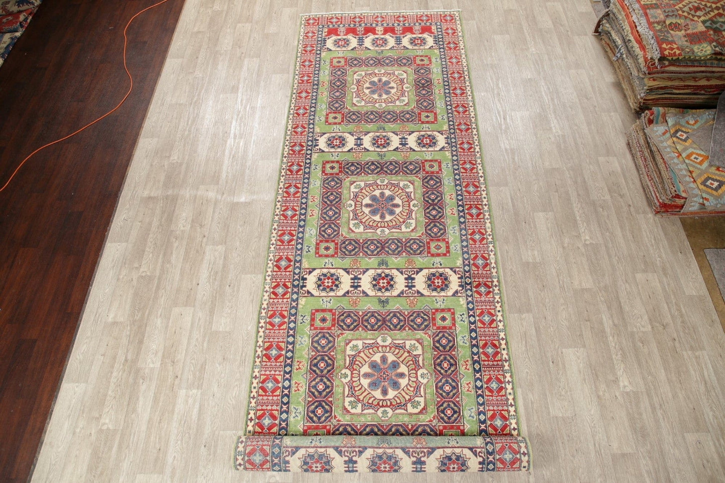 Geometric Kazak Pakistan Wool Rug 5x19 Runner