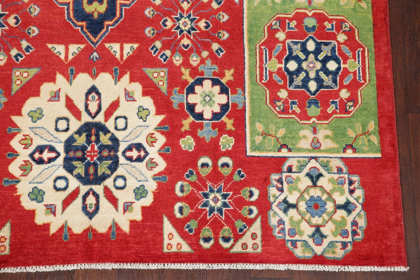 Geometric Red Kazak Pakistan Wool Rug 6x9