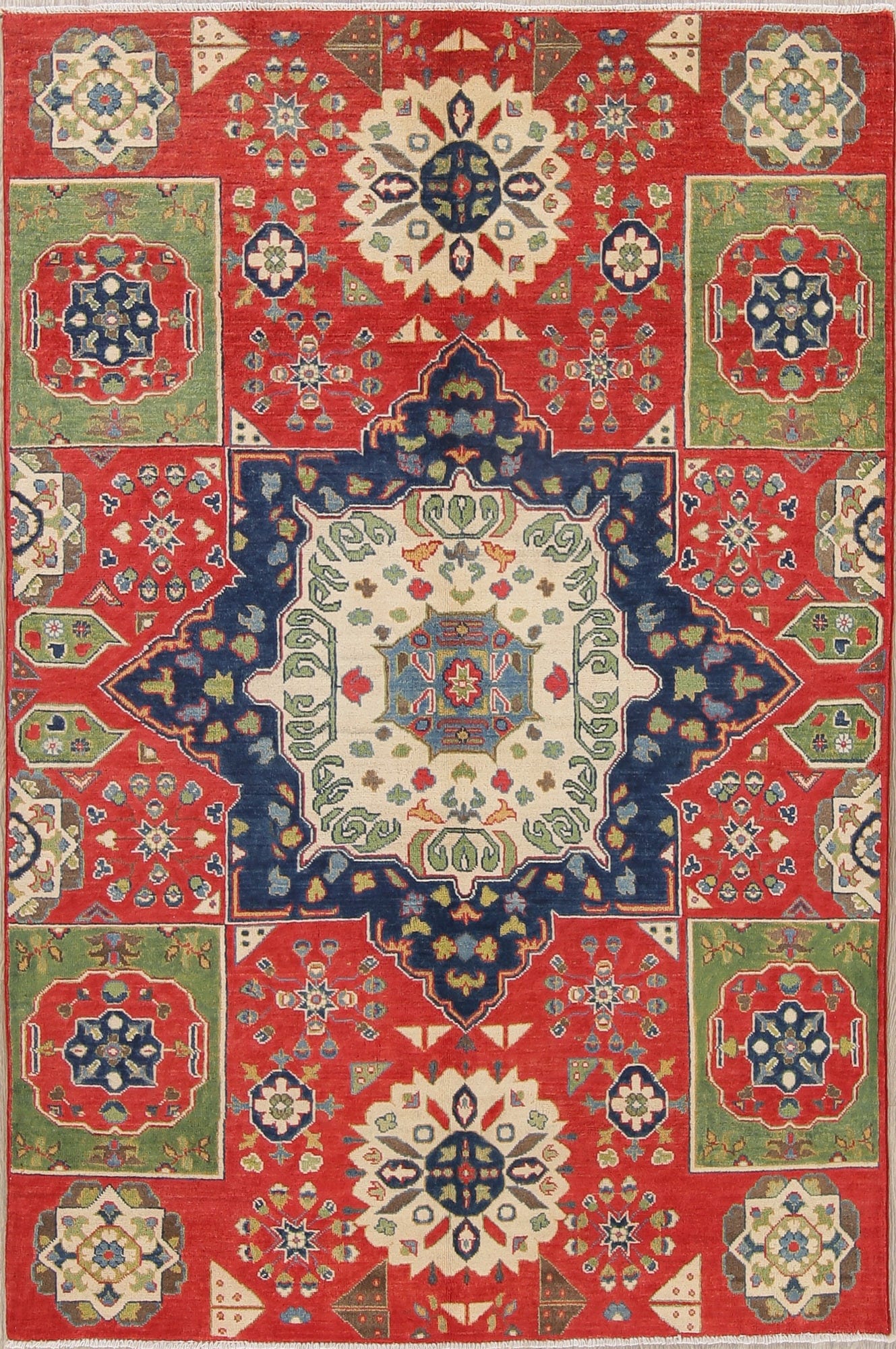 Red Kazak-Chechen Oriental Area Rug 6x8