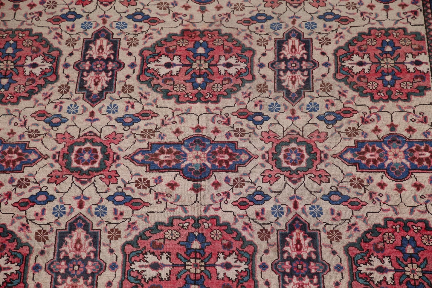 Geometric Antique Heriz Persian Wool Rug 8x11