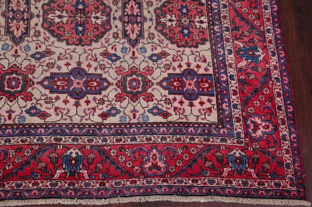 Geometric Antique Heriz Persian Wool Rug 8x11