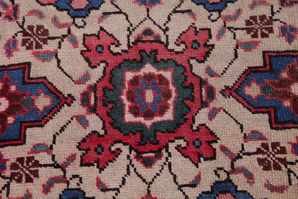 Geometric Antique Heriz Persian Wool Rug 8x11