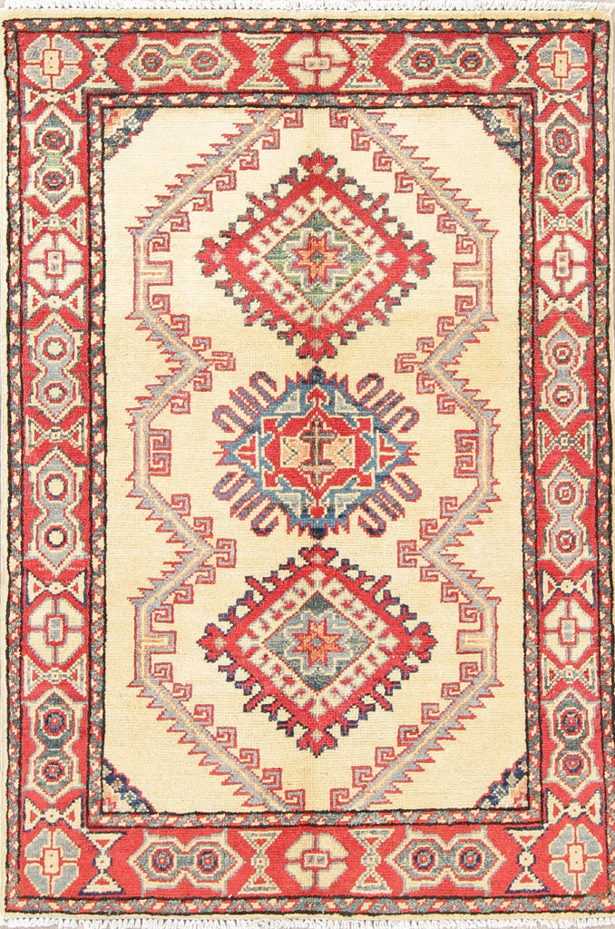 Geometric Kazak Pakistan Wool Rug 3x4