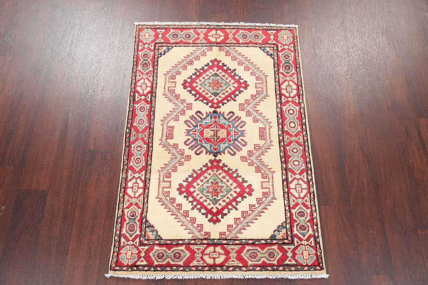 Geometric Kazak Pakistan Wool Rug 3x4