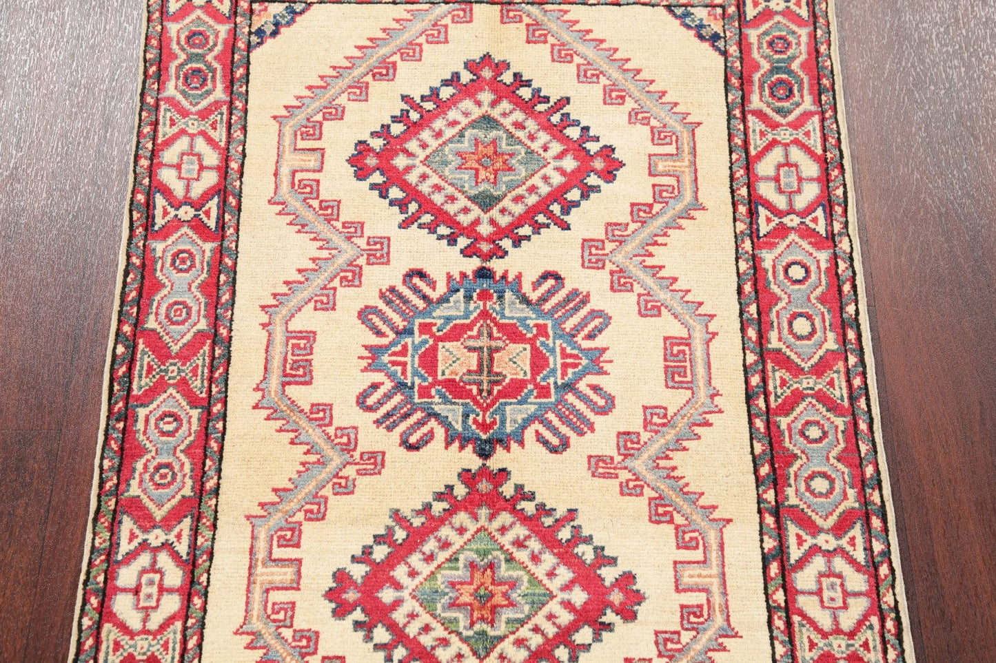 Geometric Kazak Pakistan Wool Rug 3x4