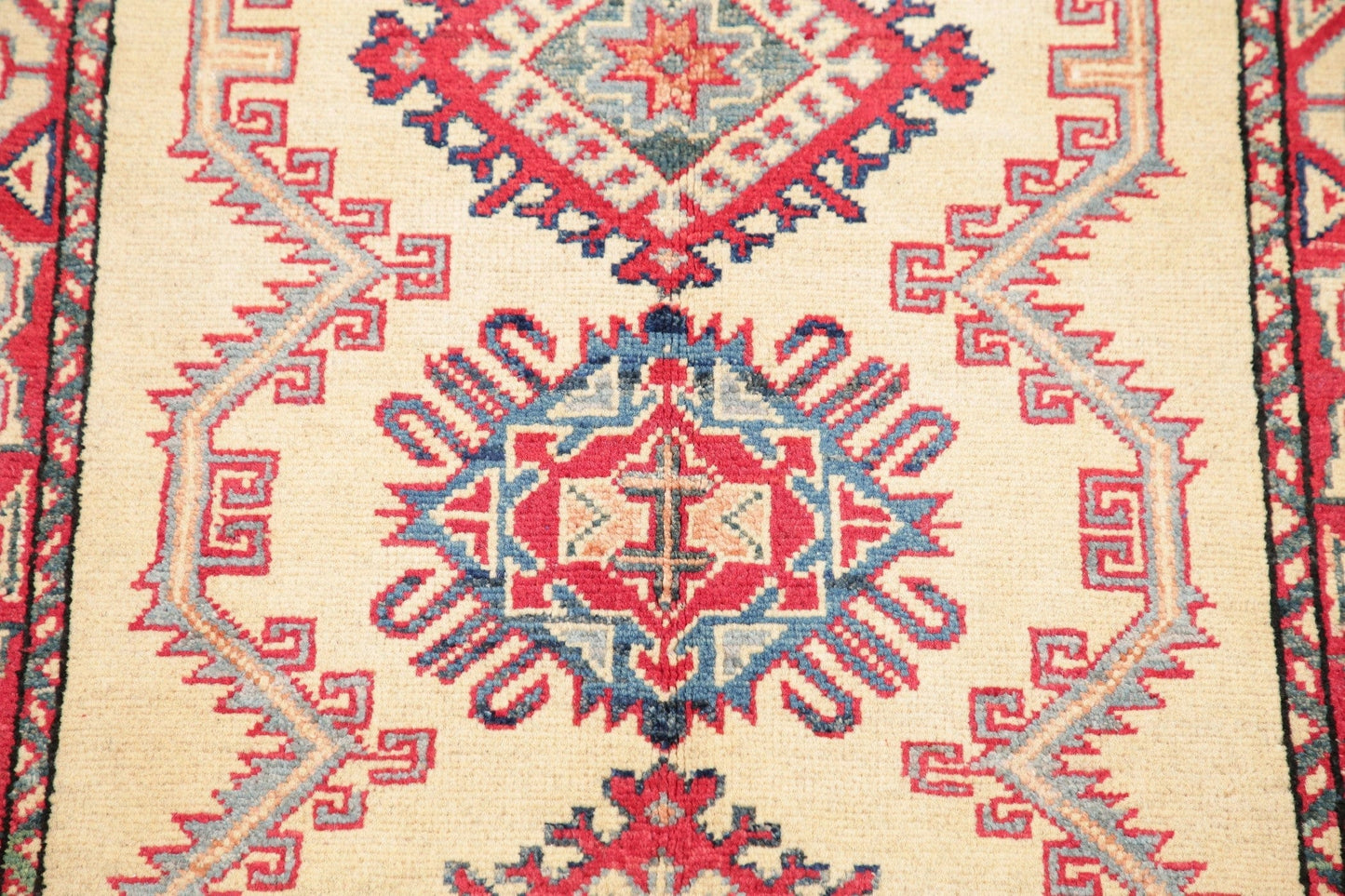 Geometric Kazak Pakistan Wool Rug 3x4