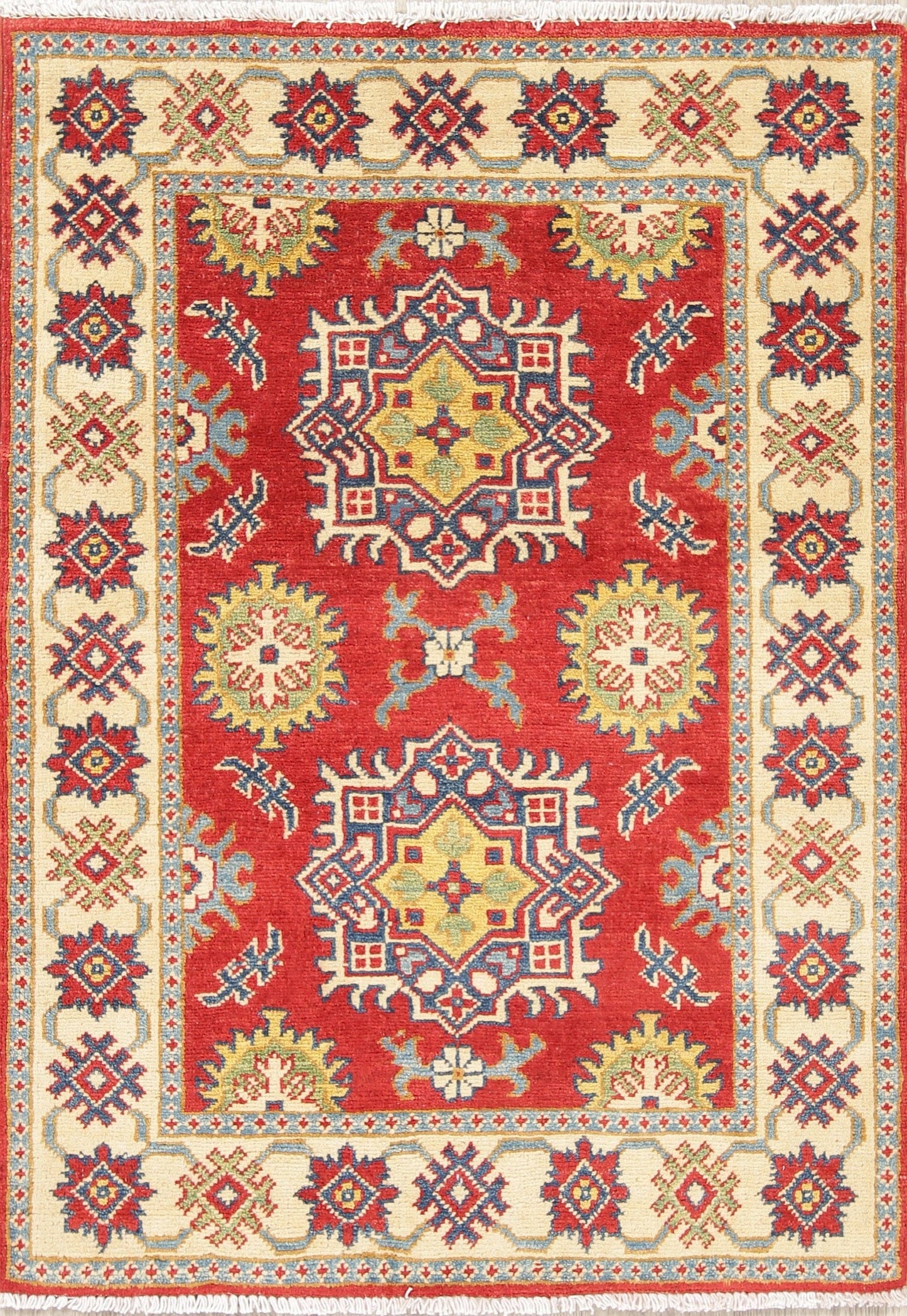 Red Kazak-Chechen Oriental Rug 3x4