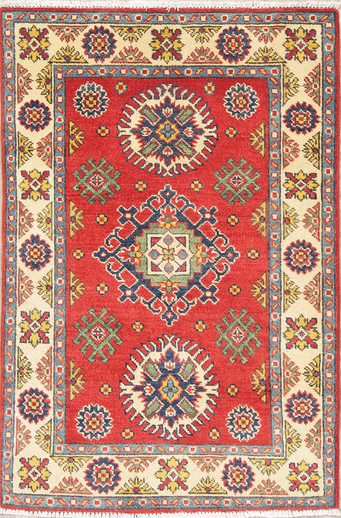 Geometric Kazak Pakistan Wool Rug 3x4