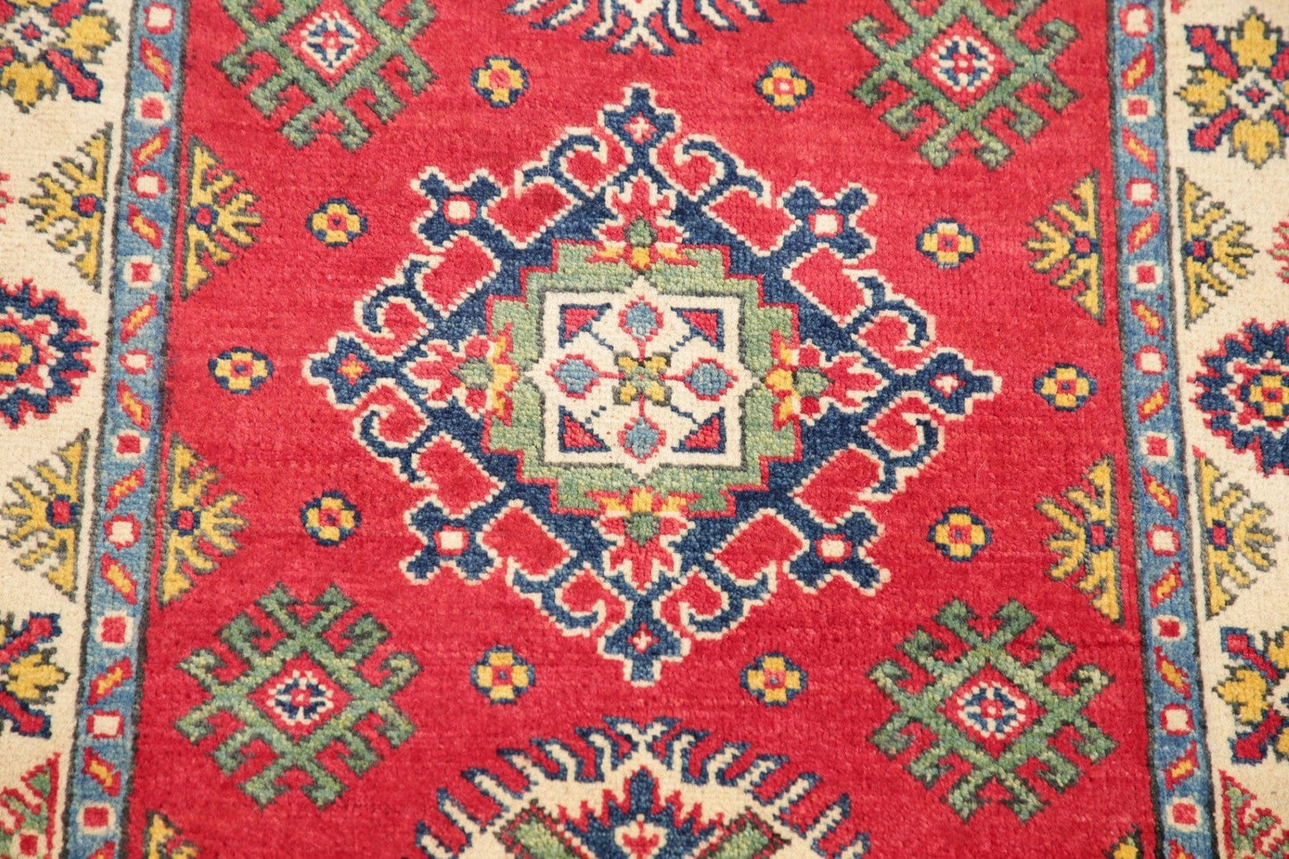 Geometric Kazak Pakistan Wool Rug 3x4