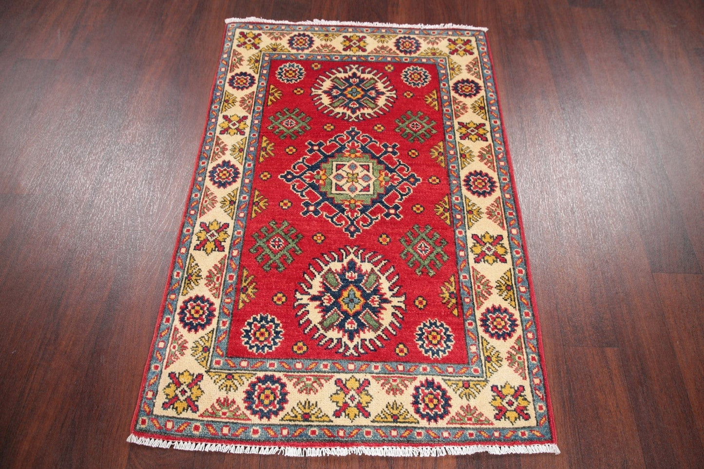 Geometric Kazak Pakistan Wool Rug 3x4