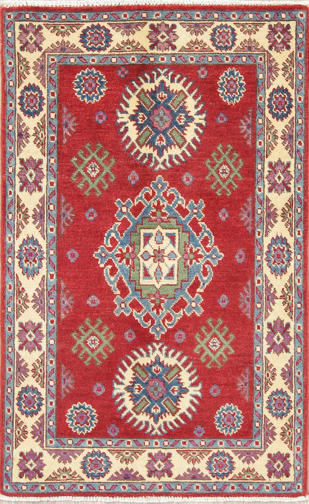 Geometric Kazak Pakistan Wool Rug 3x4