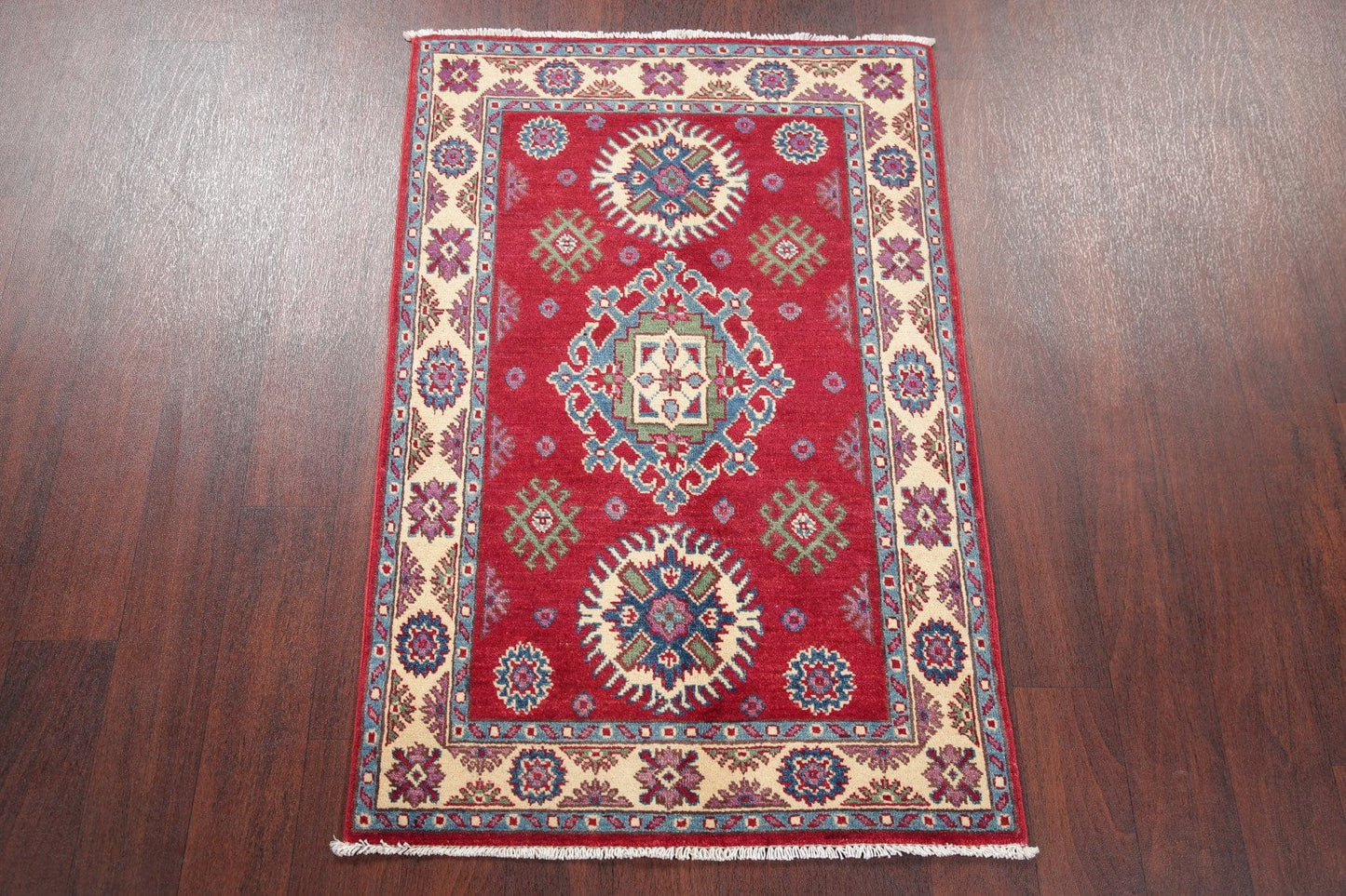 Geometric Kazak Pakistan Wool Rug 3x4