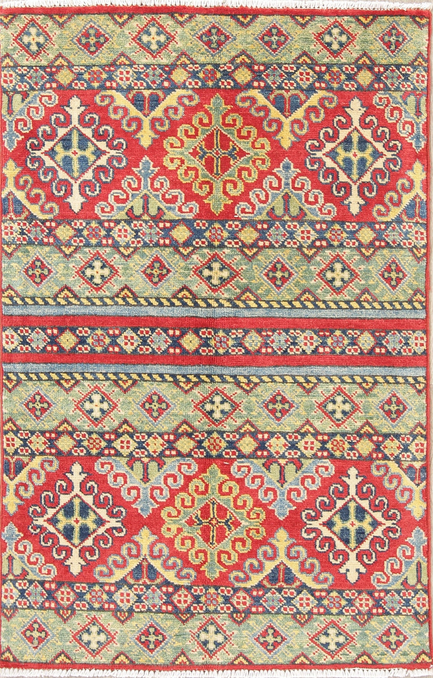 Geometric Kazak Pakistan Wool Rug 3x4