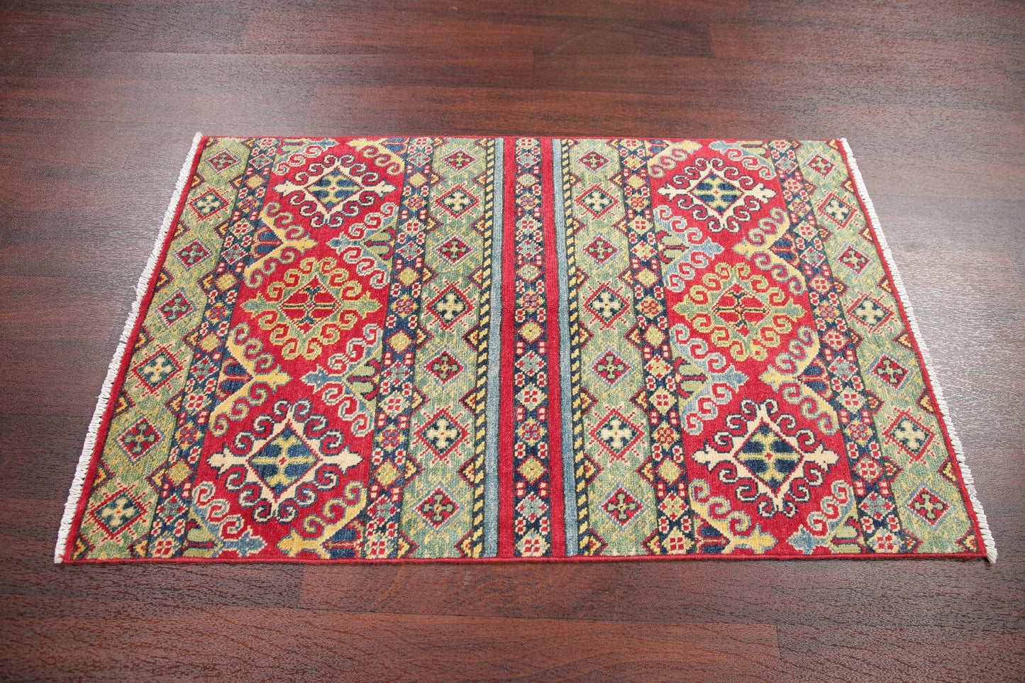 Geometric Kazak Pakistan Wool Rug 3x4