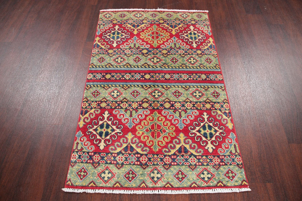 Geometric Kazak Pakistan Wool Rug 3x4