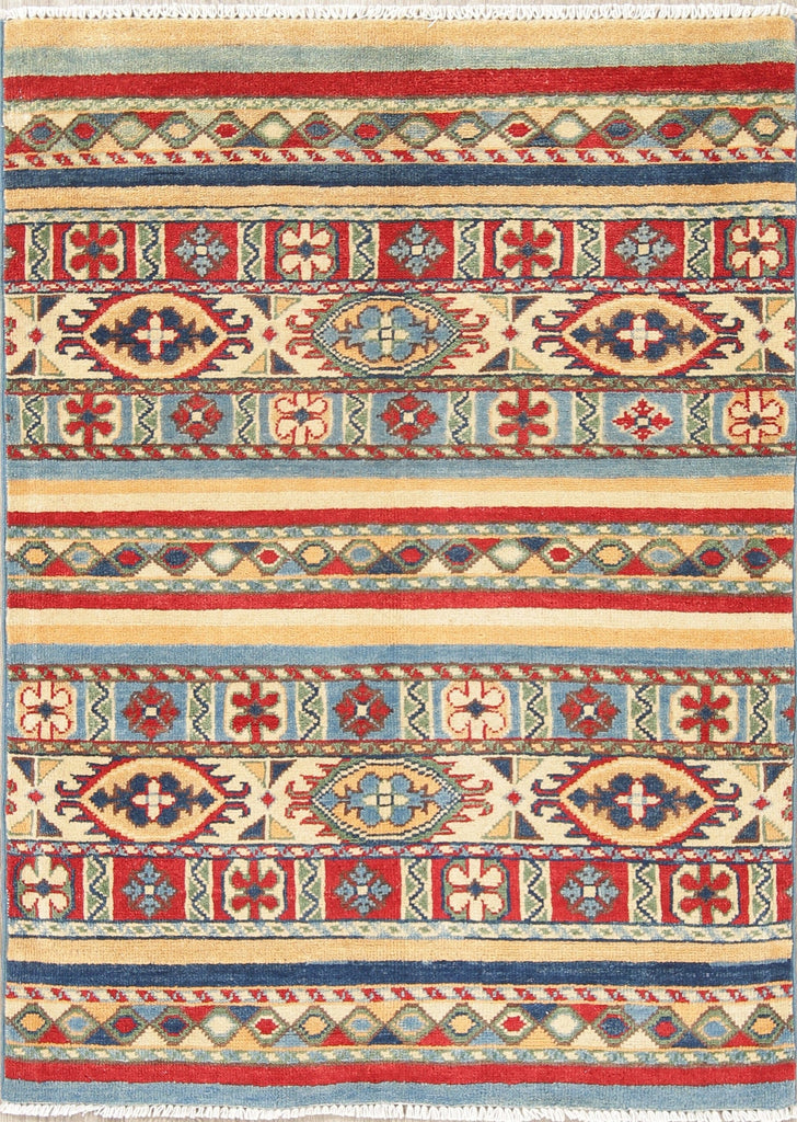 Multi-Color Kazak-Chechen Oriental Rug 3x4