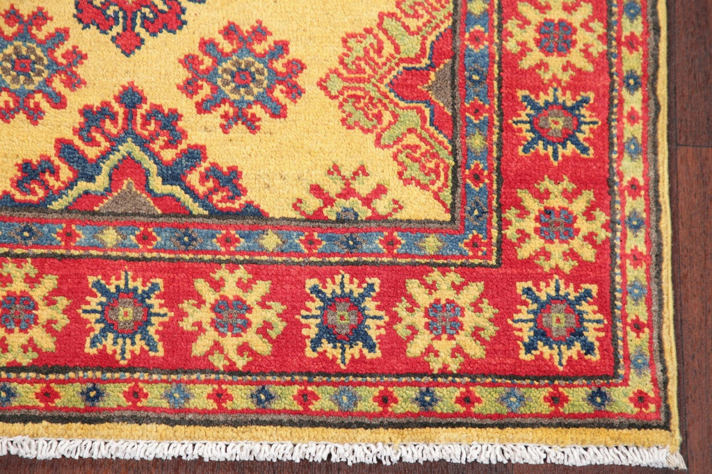 Gold Geometric Kazak-Chechen Oriental Rug 3x4