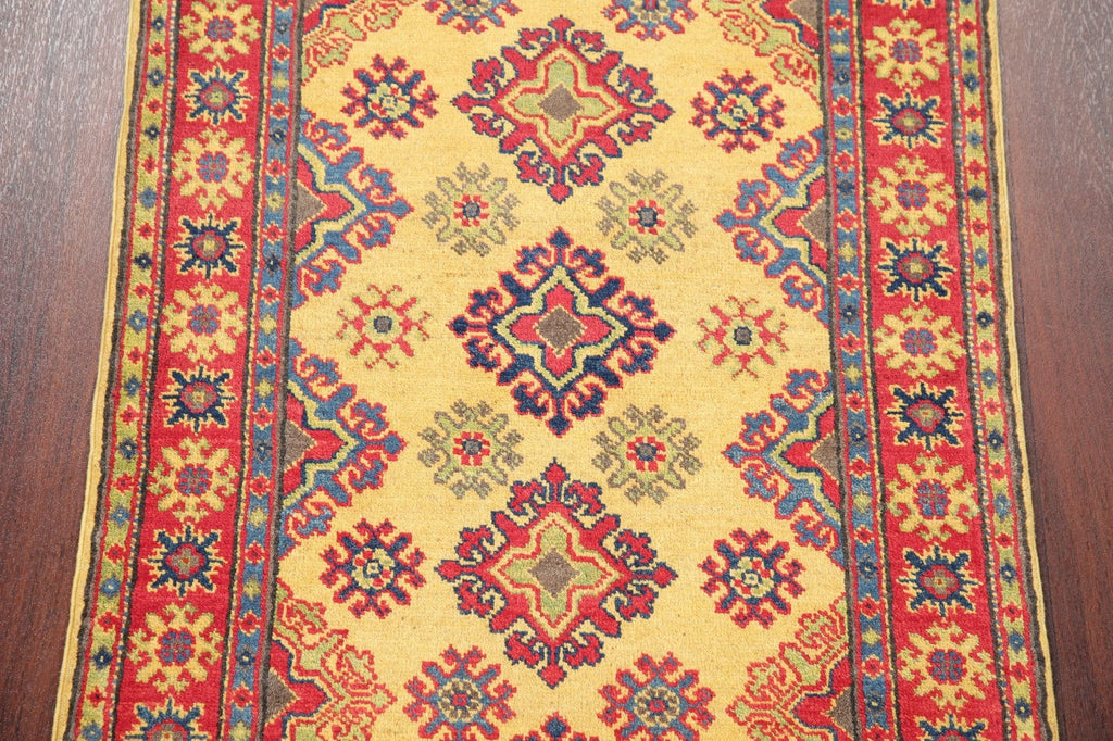 Gold Geometric Kazak-Chechen Oriental Rug 3x4