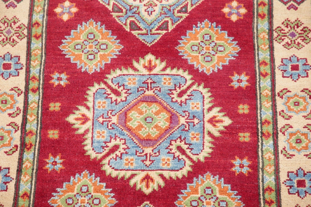 Geometric Red Kazak Pakistan Wool Rug 3x4