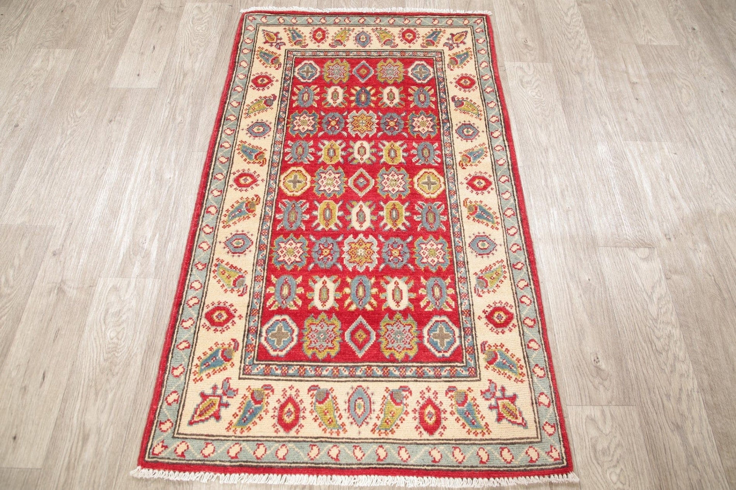 Geometric Kazak-Chechen Oriental Rug 3x4