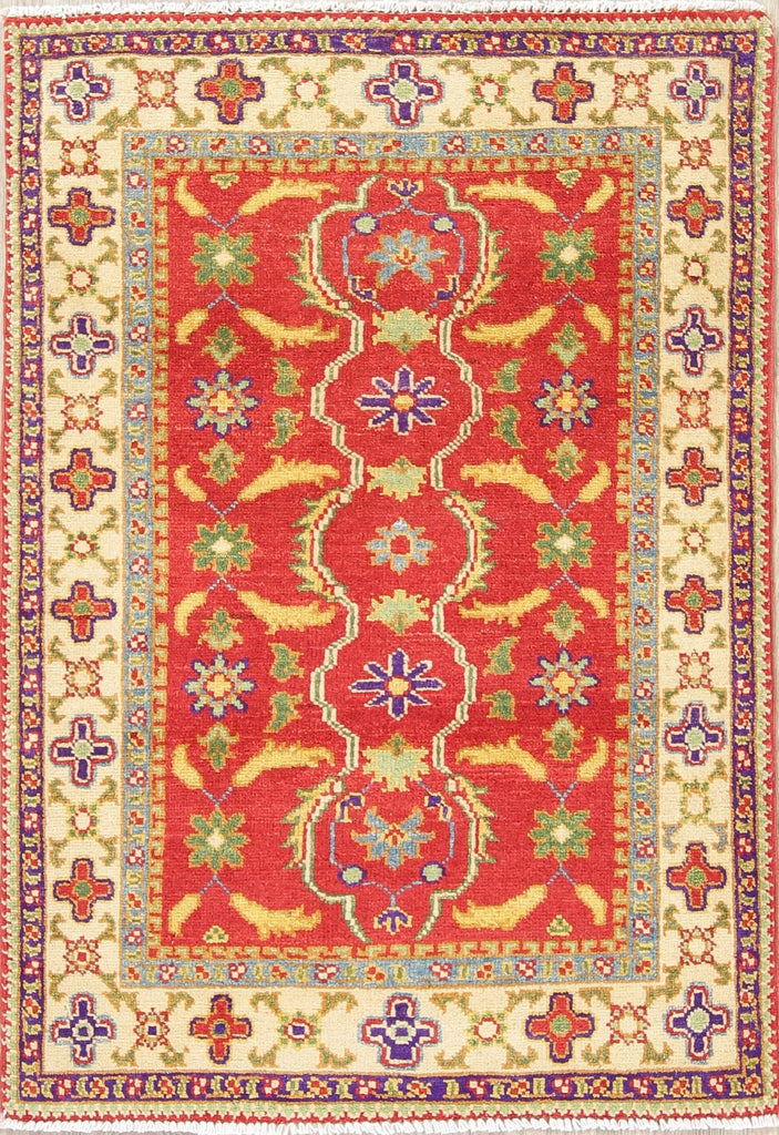 Geometric Kazak Pakistan Wool Rug 3x4