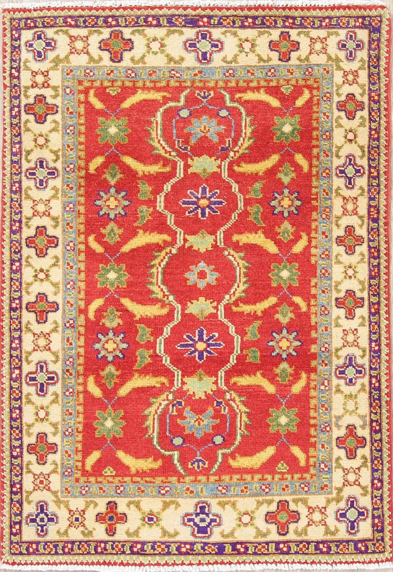 Geometric Kazak Pakistan Wool Rug 3x4