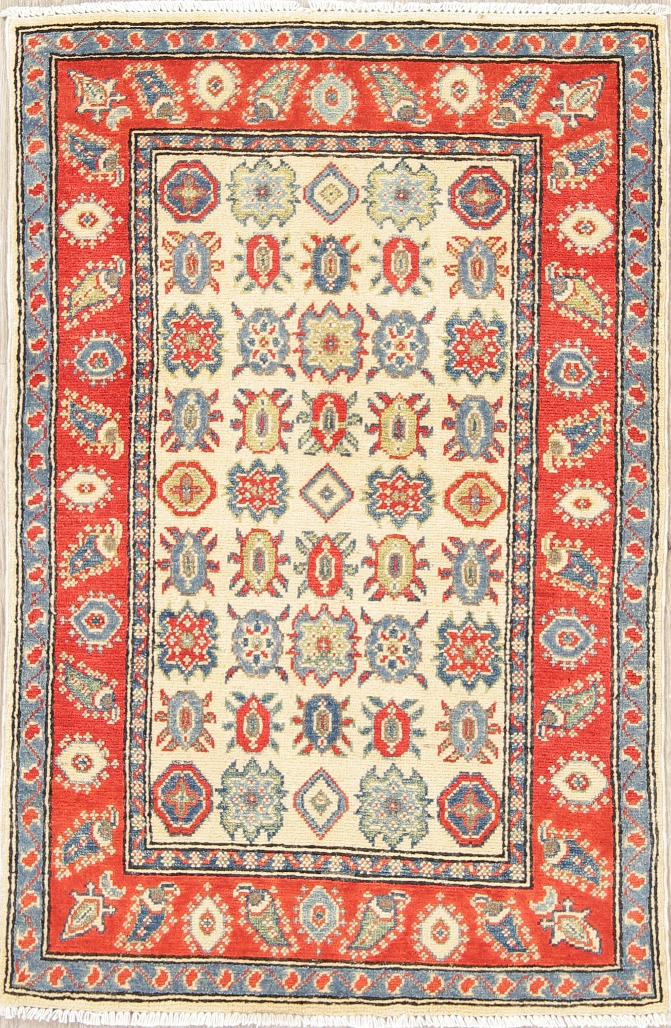 Geometric Kazak Pakistan Wool Rug 3x4