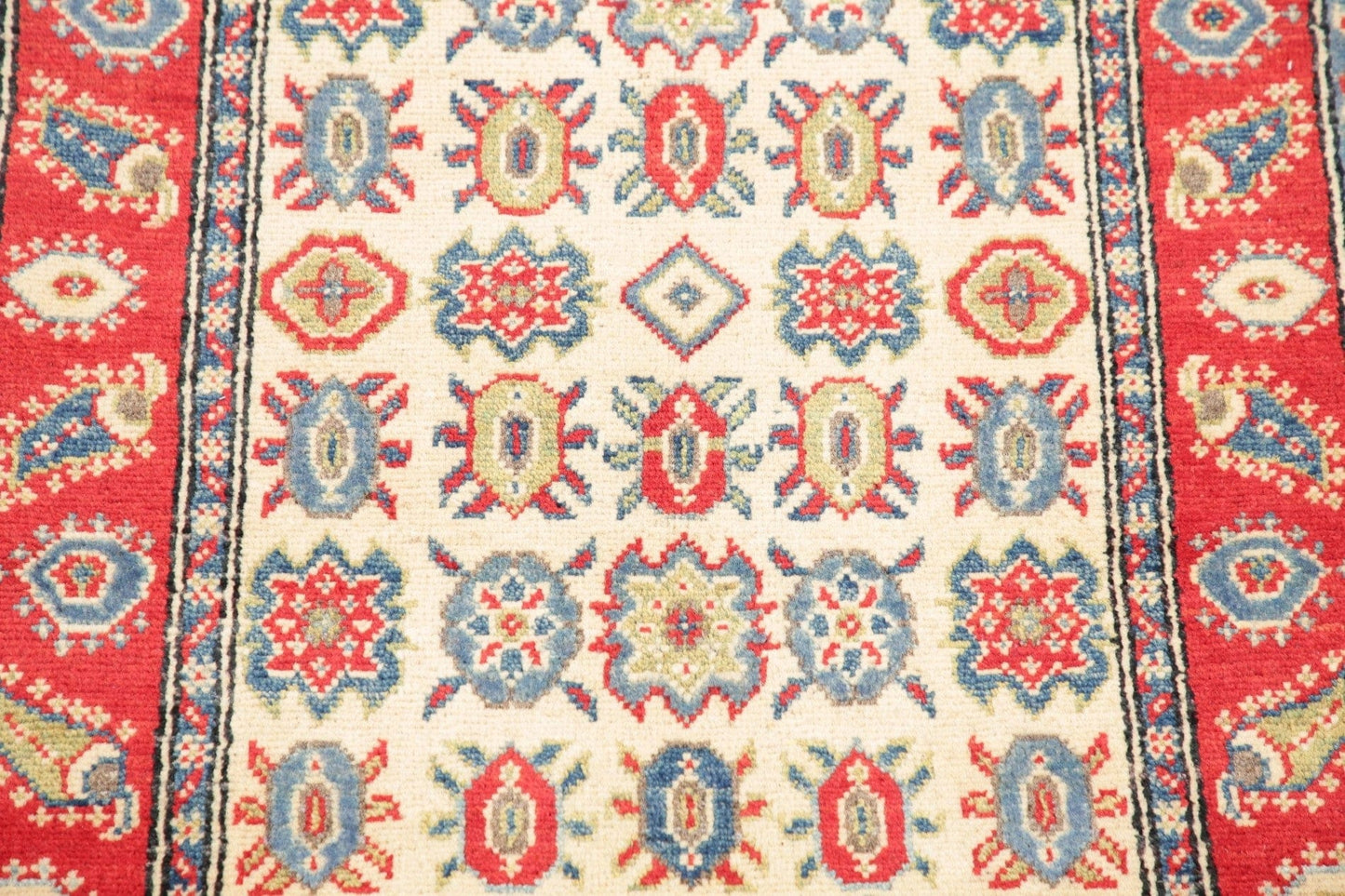 Geometric Kazak Pakistan Wool Rug 3x4