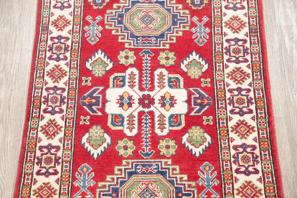 Red Geometric Kazak Pakistan Wool Rug 3x4