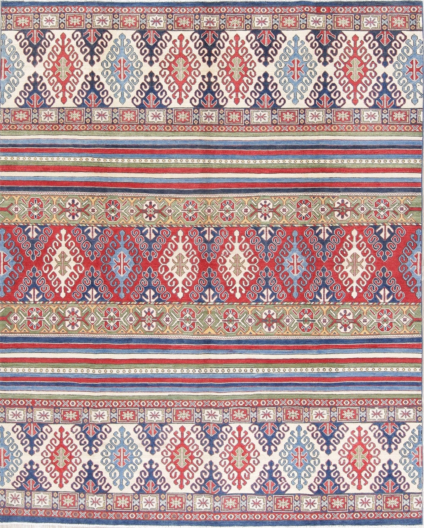 Geometric Kazak Pakistan Wool Rug 8x10