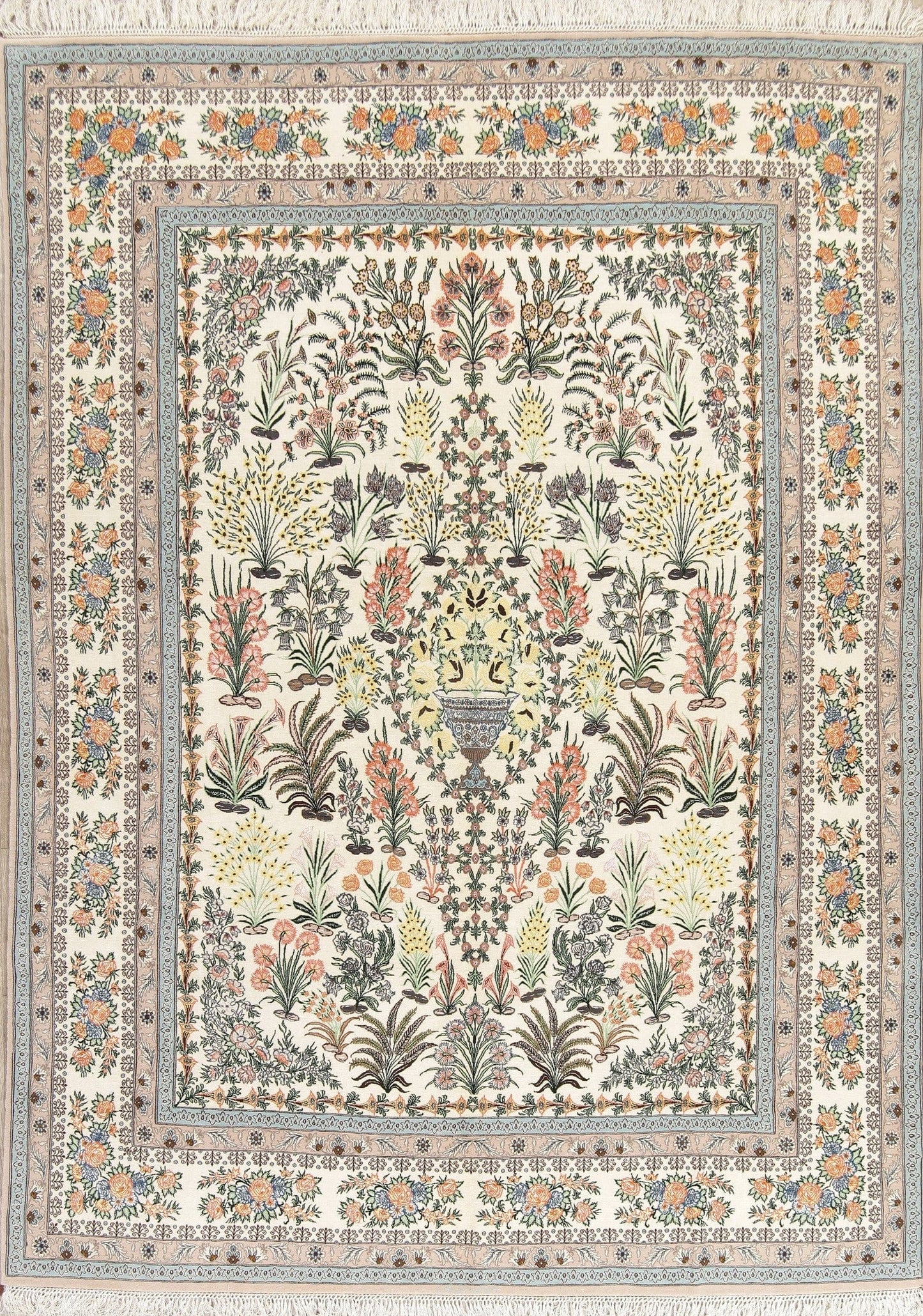 Floral Masterpiece Wool/Silk Isfahan Persian Rug 8x12