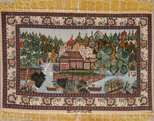 Pictorial Isfahan Persian Wool Rug 4x5