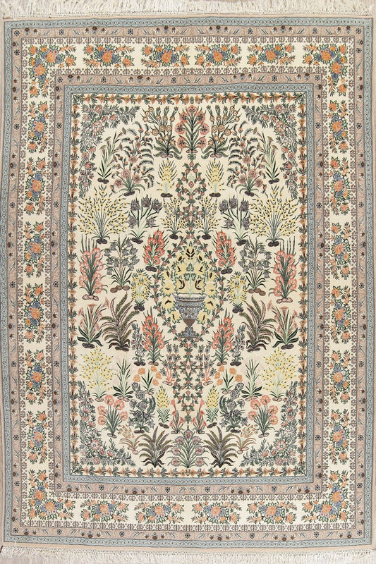 Collectible Floral Isfahan Persian Wool Silk Rug 8x12