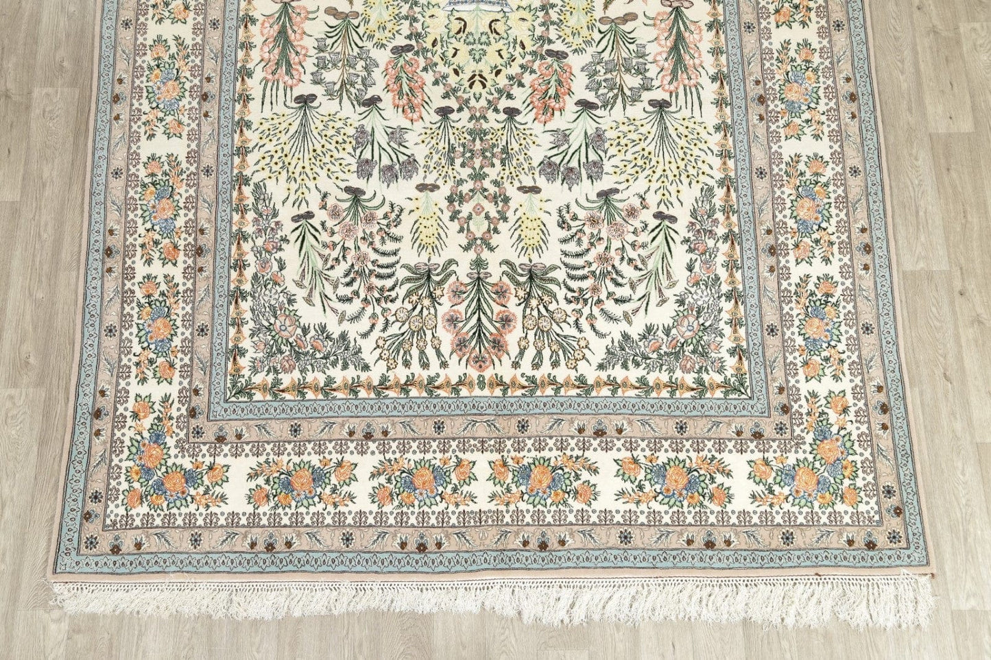 Collectible Floral Isfahan Persian Wool Silk Rug 8x12