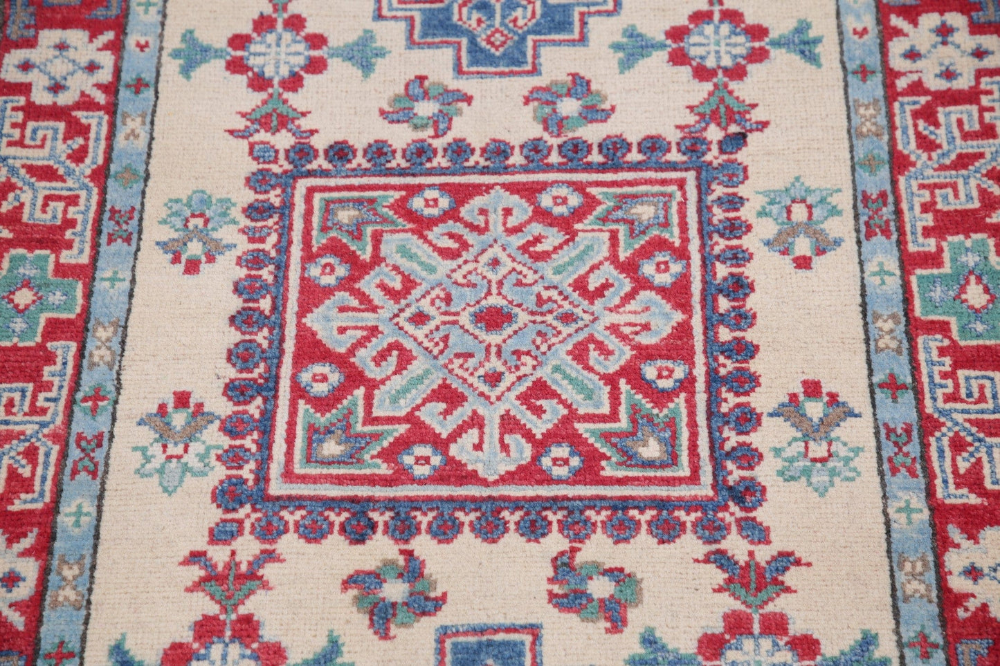 Geometric Kazak-Chechen Oriental Runner Rug 3x10