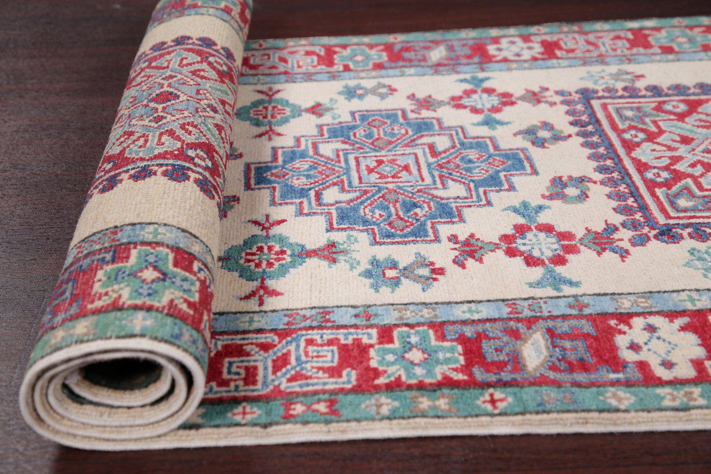 Geometric Kazak-Chechen Oriental Runner Rug 3x10