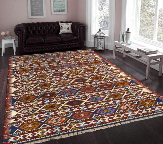 Vintage Shirvan Collection Multi Lamb's Wool Area Rug- 5' 8" X 10' 8"