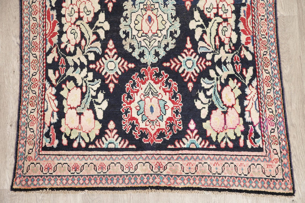 Antique Navy Blue Sultanabad Persian Runner Rug 5x9