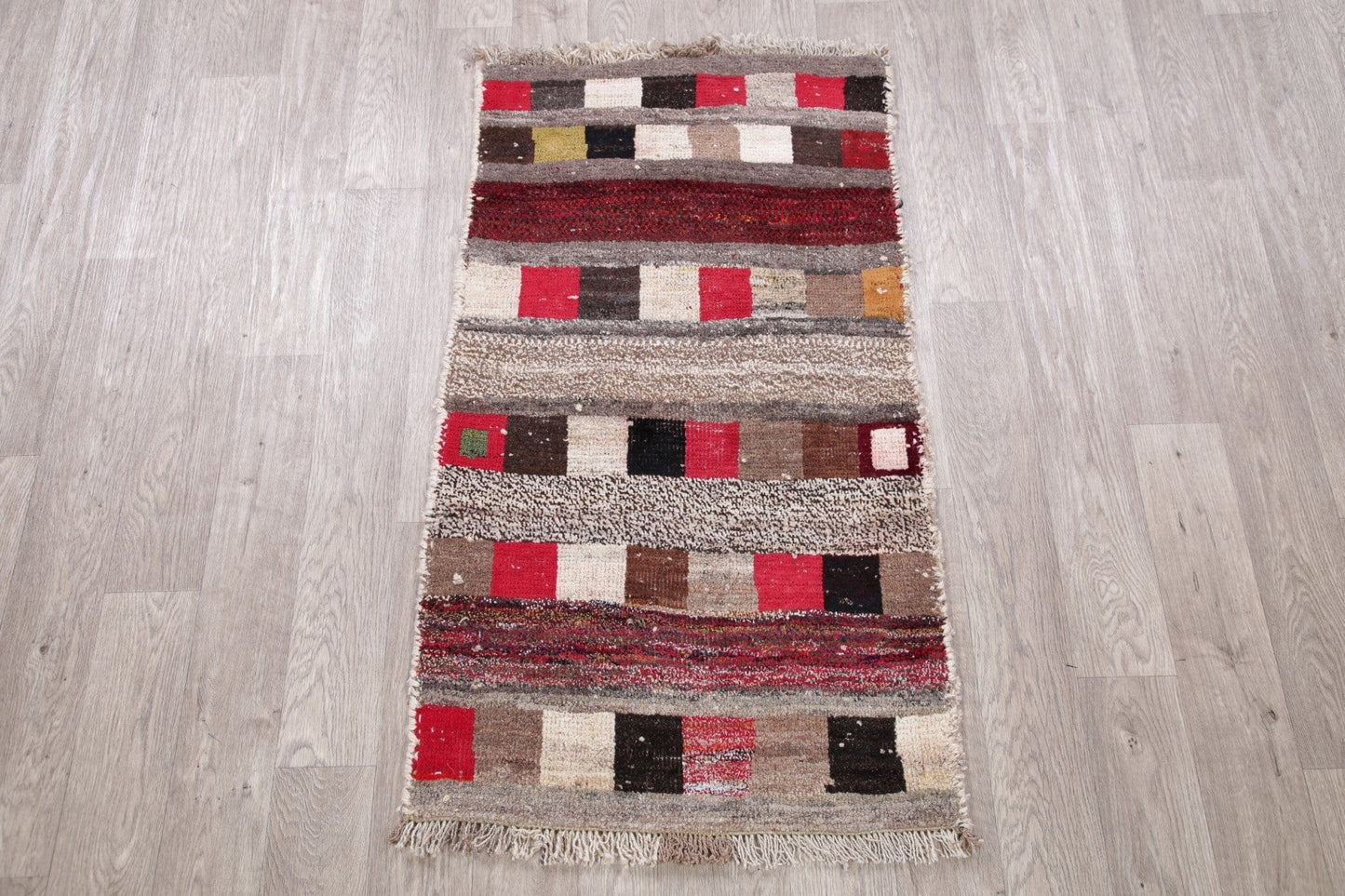 Modern Geometric Gabbeh Shiraz Persian Rug 3x5