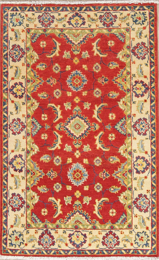 Floral Red Kazak-Chechen Oriental Rug 3x4