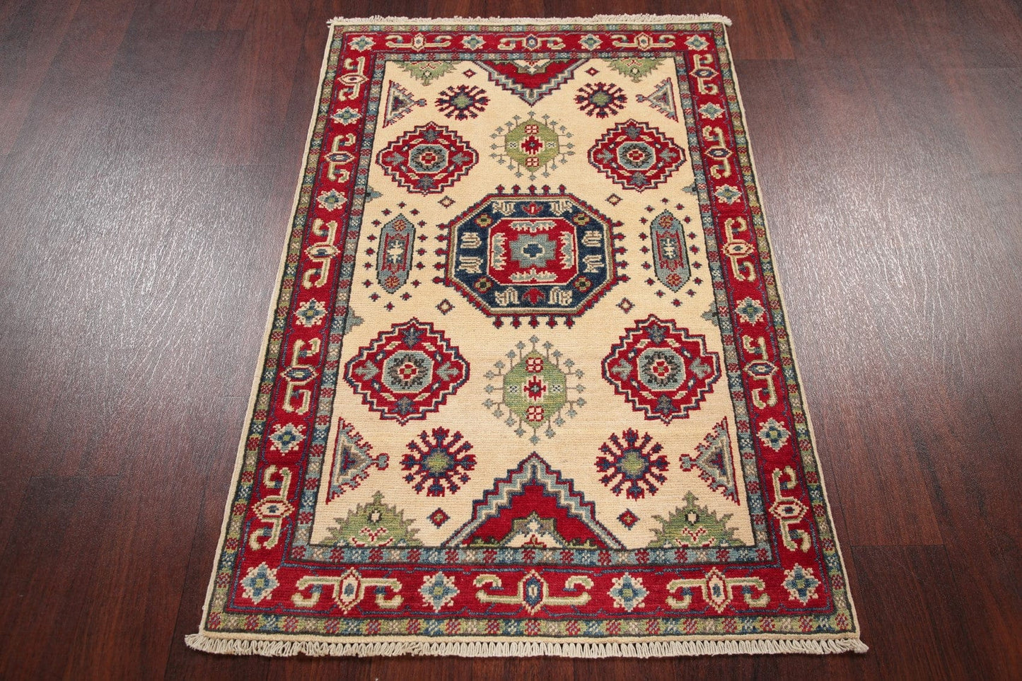 Geometric Kazak Pakistan Wool Rug 3x4