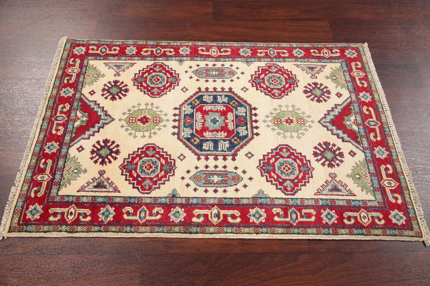 Geometric Kazak Pakistan Wool Rug 3x4