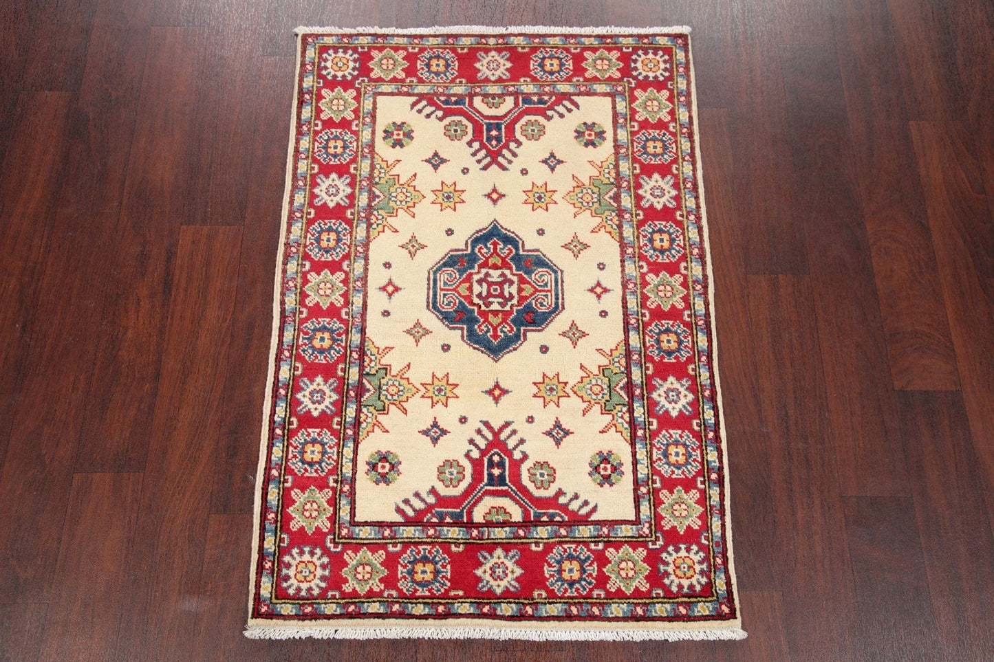 Geometric Kazak Pakistan Wool Rug 3x4