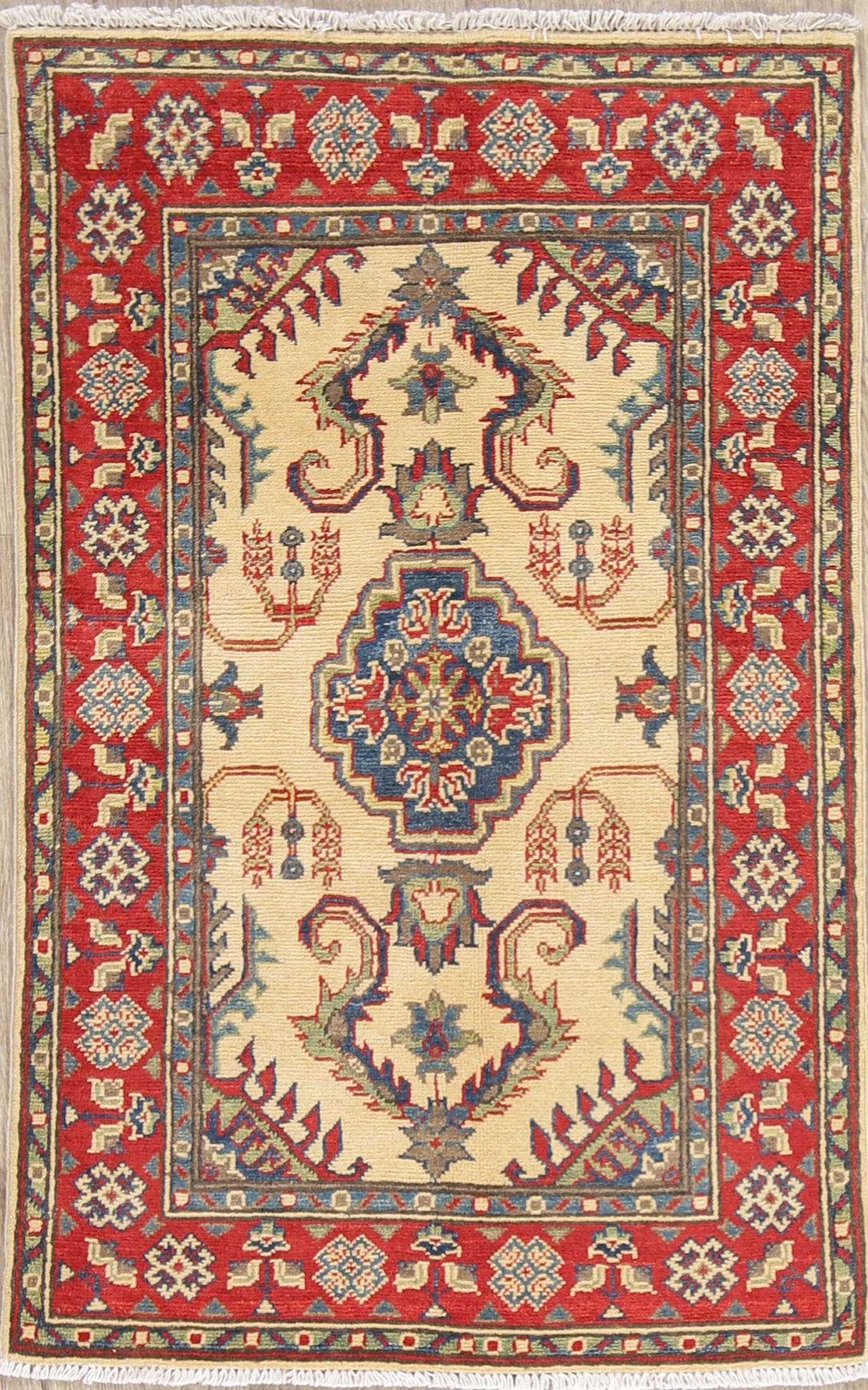 Geometric Kazak-Chechen Oriental Rug 3x4